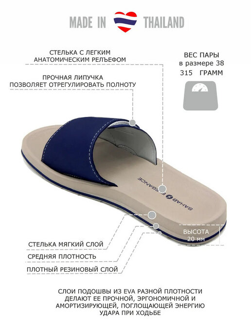 шлепанцы женские SAHAB S016WK синий