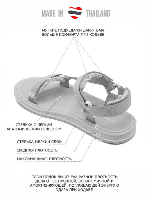 сандалии женские SAHAB SN085WS серый